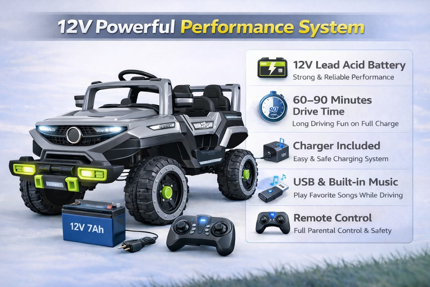 12V Kids Electric Ride On SUV Car with Remote Control