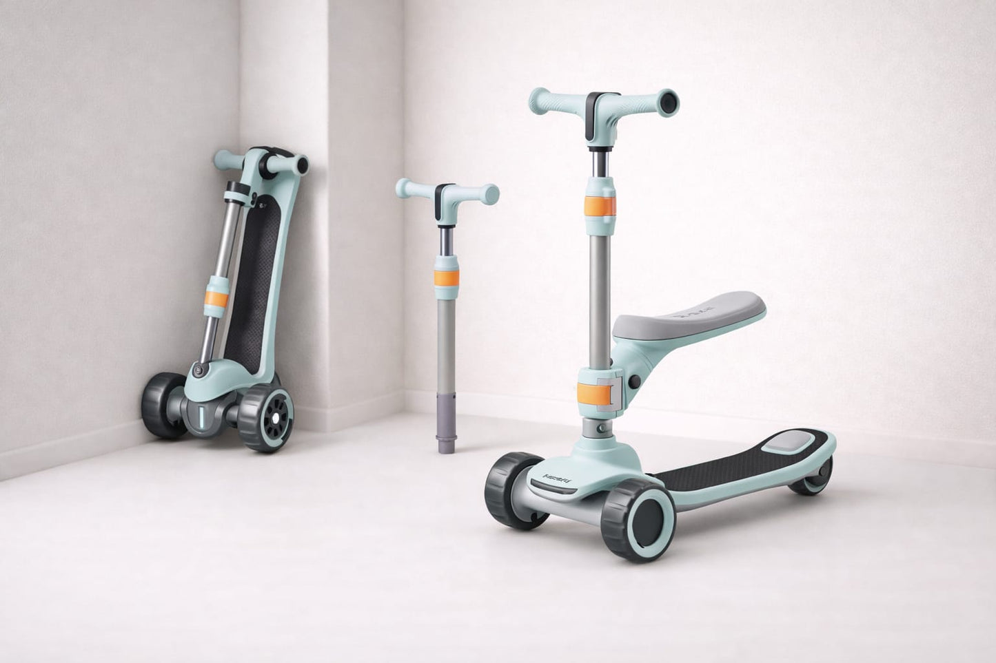 3 in 1 Foldable Kids Scooter with Removable Seat – Adjustable Height, 3 Wheel Balance Scooter (2–8 Years)